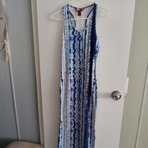 Hot Kiss brand Ladies "T" back tank top long dress size Large Blue super soft T1